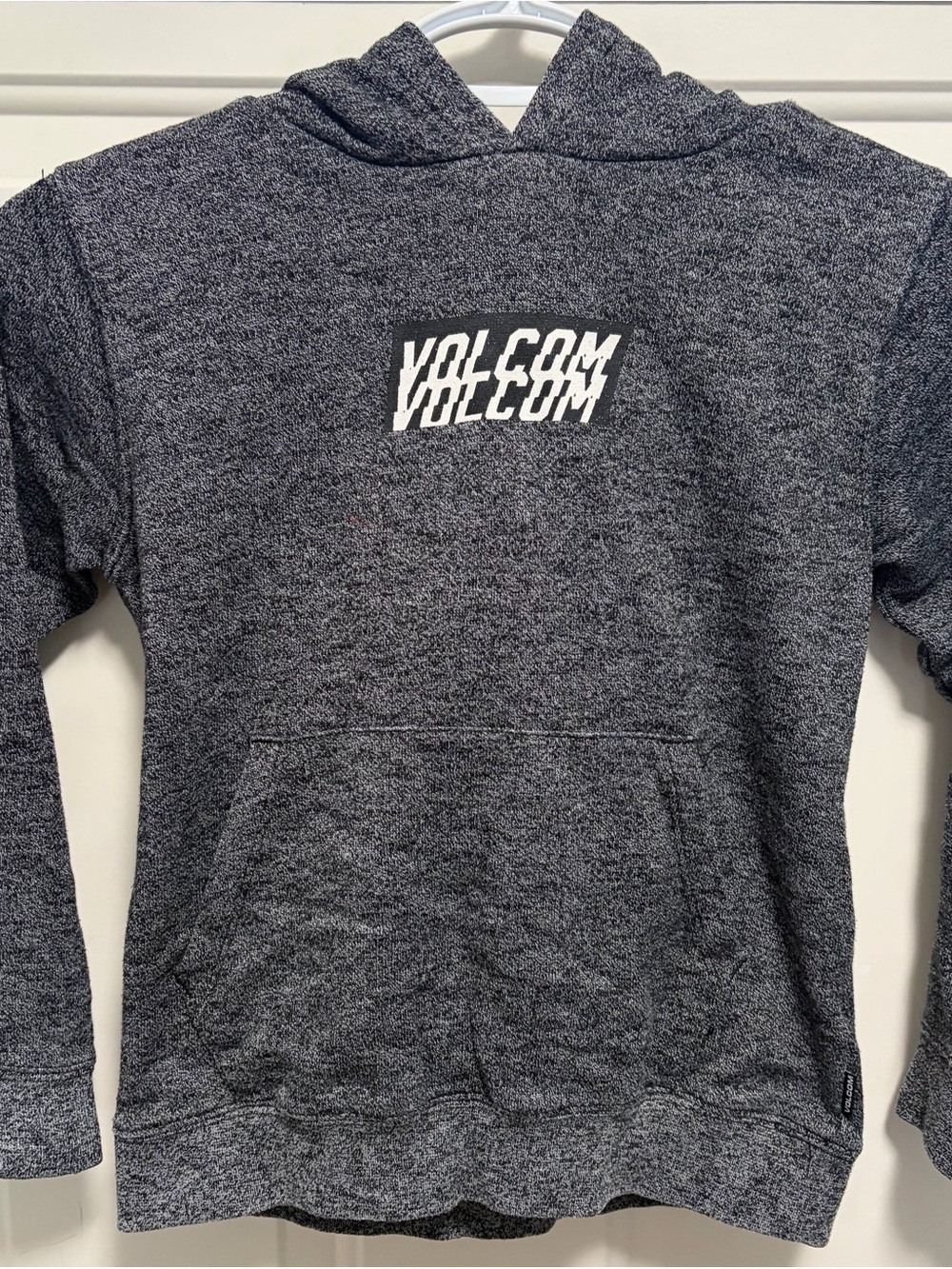 Volcom Kids Heather Charcoal Pullover Hoodie with White Logo